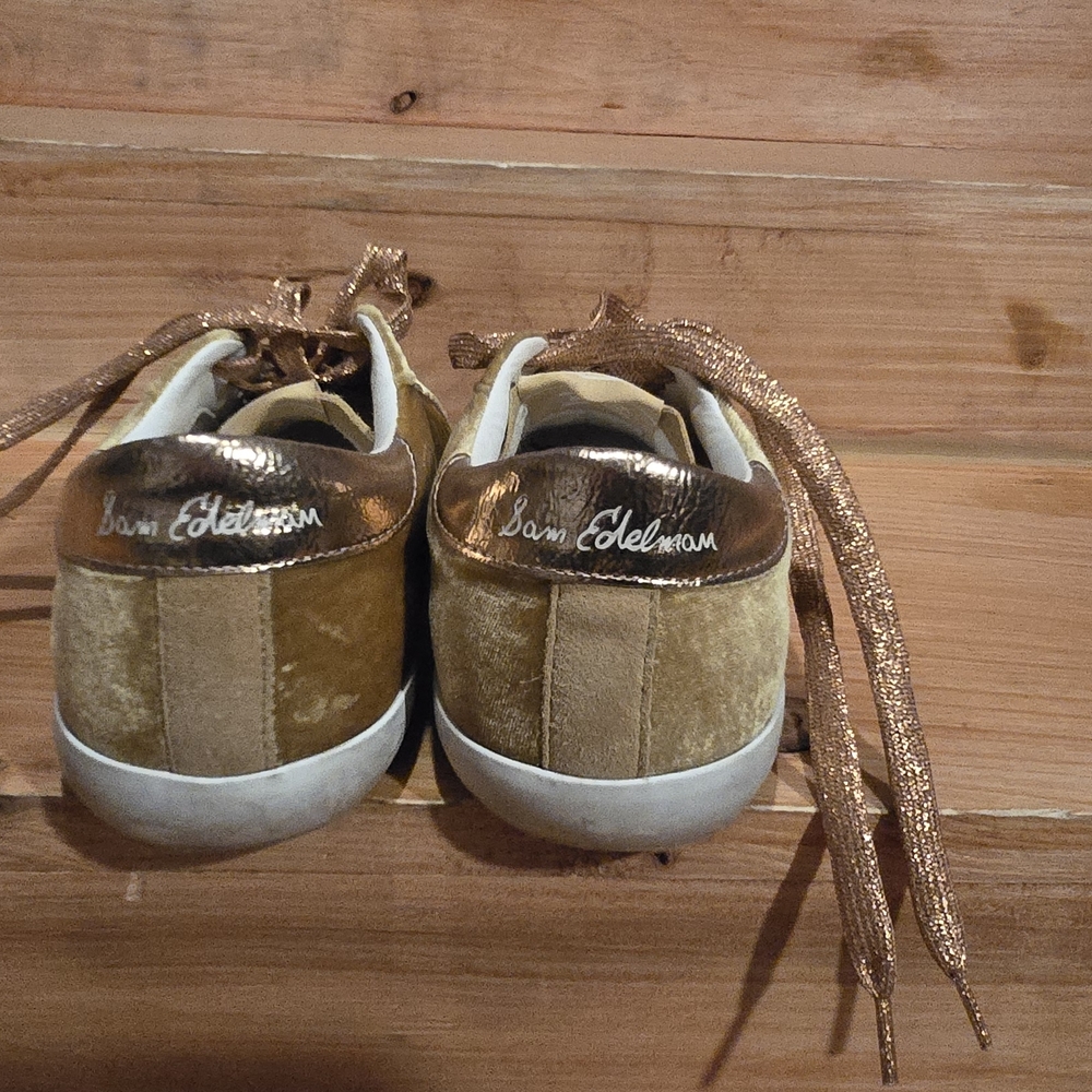 Sam Edelman Gold Velvet Sneakers